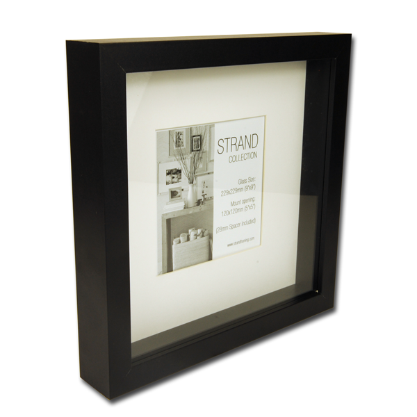 Strand Collection - Rib BLACK MDF Frame - Frame Size 230 x 230mm - Mount Ope 120 x 120mm- Glass - BOX OF 18