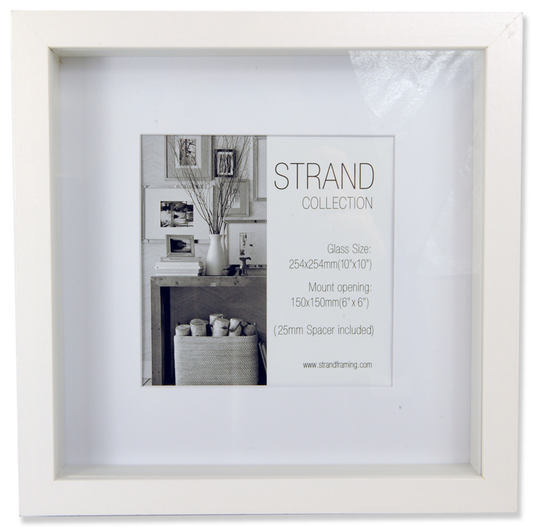 Strand Collection - Rib White MDF Frame - Frame Size 300 x 300mm - Mount Ope 200 x 200mm - BOX OF 12