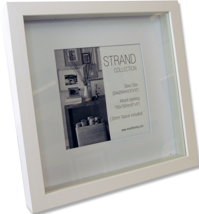 Strand Collection - Rib White MDF Frame - Frame Size 10 x 10in (254 x 254mm) - Mount Ope 150 x 150mm (for 6 x 6in image) - BOX OF 18