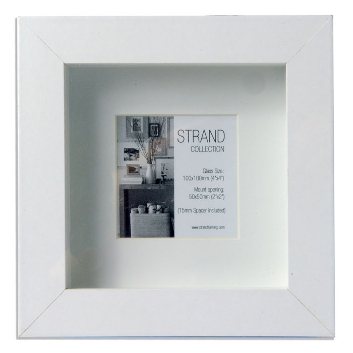Strand Collection - Rib White MDF Frame - Frame Size 100 x 100mm - Mount Ope 50 x 50mm - Box of 48