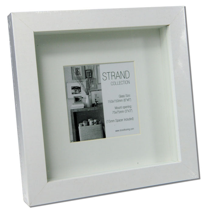 2032 White Plastic Frame - Frame Size 150 x 150mm - Mount Ope 75 x 75mm - Box of 18