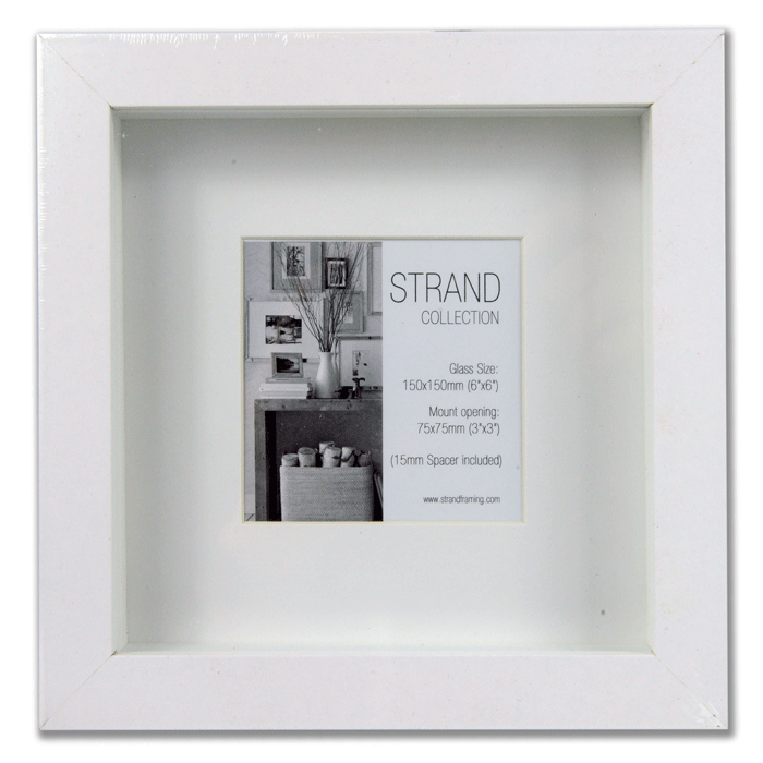 Strand Collection - Rib White MDF Frame - Frame Size 150 x 150mm - Mount Ope 75 x 75mm - Box of 36