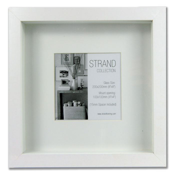 Strand Collection - Rib White MDF Frame - Frame Size 200 x 200mm - Mount Ope 100 x 100mm - Box of 24